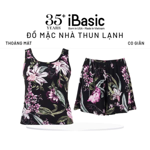 Bộ mặc nhà nữ iBasic thun lạnh quần đùi áo sát nách HOMW066