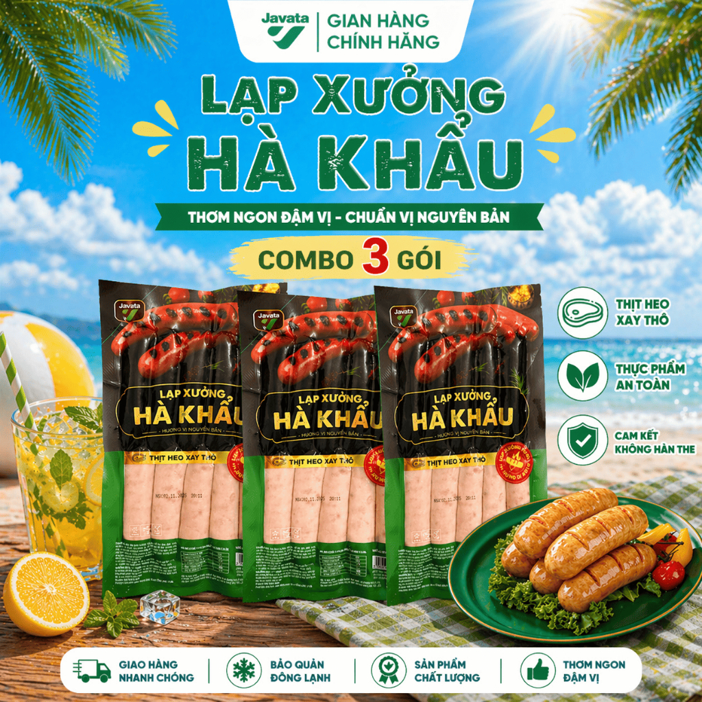 Lạp Xưởng Hà Khẩu Javata Nướng Đá 500g – Thơm Ngon Chuẩn Vị, Hương Vị Đặc Trưng