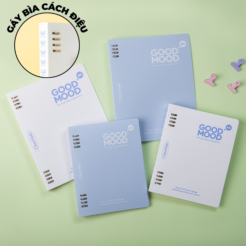 Sổ Còng Classmate 300 Trang, Còng Kim Loại Thay Được Nhiều Giấy, Giấy Refill 100GSM Đủ Loại Dòng Kẻ, Sổ Bìa Nhựa  A5 B5