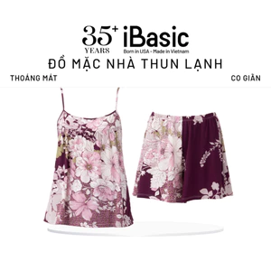 Bộ mặc nhà nữ iBasic thun lạnh quần đùi áo 2 dây HOMW065