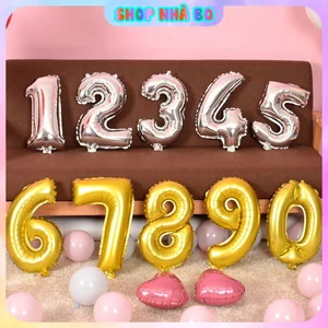 Bong Bóng Số Tuổi Size 40 cm | 16 Inchs Màu Vàng, Bạc Nhà Bo Trang Trí Sinh Nhật, Party, Chụp Ảnh