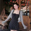 Váy Ngắn Đen Hoa Nhí Kèm Áo Khoác Cardigan- Váy Ngắn Tôn Dáng, Chất Mềm Mại, Phù Hợp Mặc Hằng Ngày