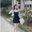 Váy Ngắn Đen Hoa Nhí Kèm Áo Khoác Cardigan- Váy Ngắn Tôn Dáng, Chất Mềm Mại, Phù Hợp Mặc Hằng Ngày