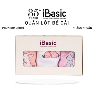 Hộp 3 quần lót bé gái iBasic cotton USA kháng khuẩn dạng đùi PANG009