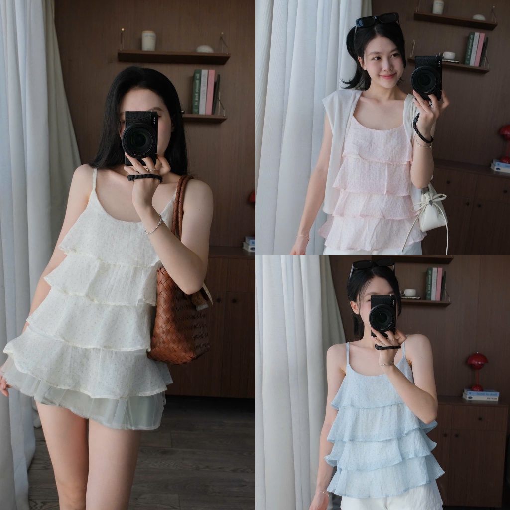 Rachel Top (TSW) Áo 2 dây hoạ tiết voan tầng Nữ the.sweaterweather