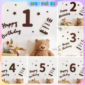 Bộ Chữ Và Số Bằng Dạ Nỉ Nhà Bo Trang Trí Sinh Nhật, Thôi Nôi Cho Bé Kiểu Hàn Quốc