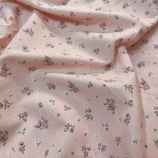 Vải Linen Cotton In Hoa Nhỏ Mềm Mịn Rũ thích hợp may váy đầm, quần áo, set bộ Khổ 1m40
