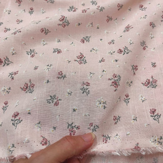 Vải Linen Cotton In Hoa Nhỏ Mềm Mịn Rũ thích hợp may váy đầm, quần áo, set bộ Khổ 1m40