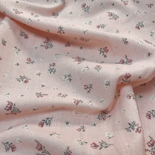 Vải Linen Cotton In Hoa Nhỏ Mềm Mịn Rũ thích hợp may váy đầm, quần áo, set bộ Khổ 1m40