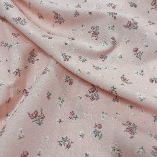 Vải Linen Cotton In Hoa Nhỏ Mềm Mịn Rũ thích hợp may váy đầm, quần áo, set bộ Khổ 1m40
