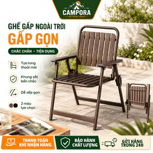 Ghế Xếp Nan Dọc Gấp Gọn, Ghế Sân Vườn Ngoài Trời Chắc Chắn, Màu Cà Phê/Đen, Phù Hợp Thư Giãn