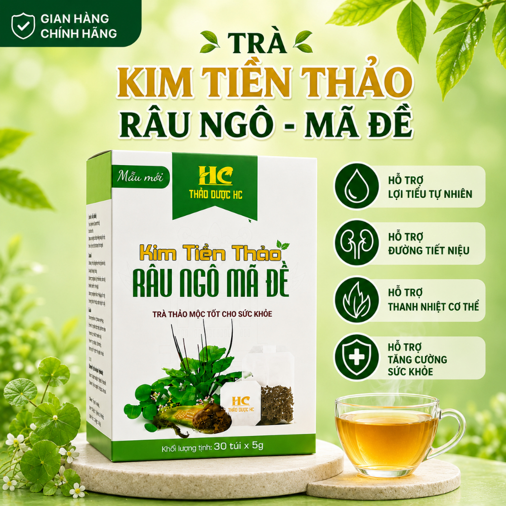 Trà Kim Tiền Thảo Râu Ngô Mã Đề Chính Hãng Túi Lọc 30 Gói Thảo Mộc Tự Nhiên Dễ Pha Dễ Uống