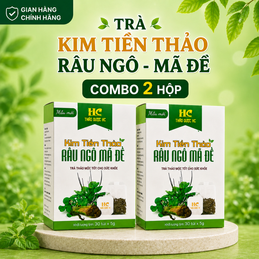 Trà Kim Tiền Thảo Râu Ngô Mã Đề Thảo Dược HC Hộp 30 Túi Lọc Thơm Ngon