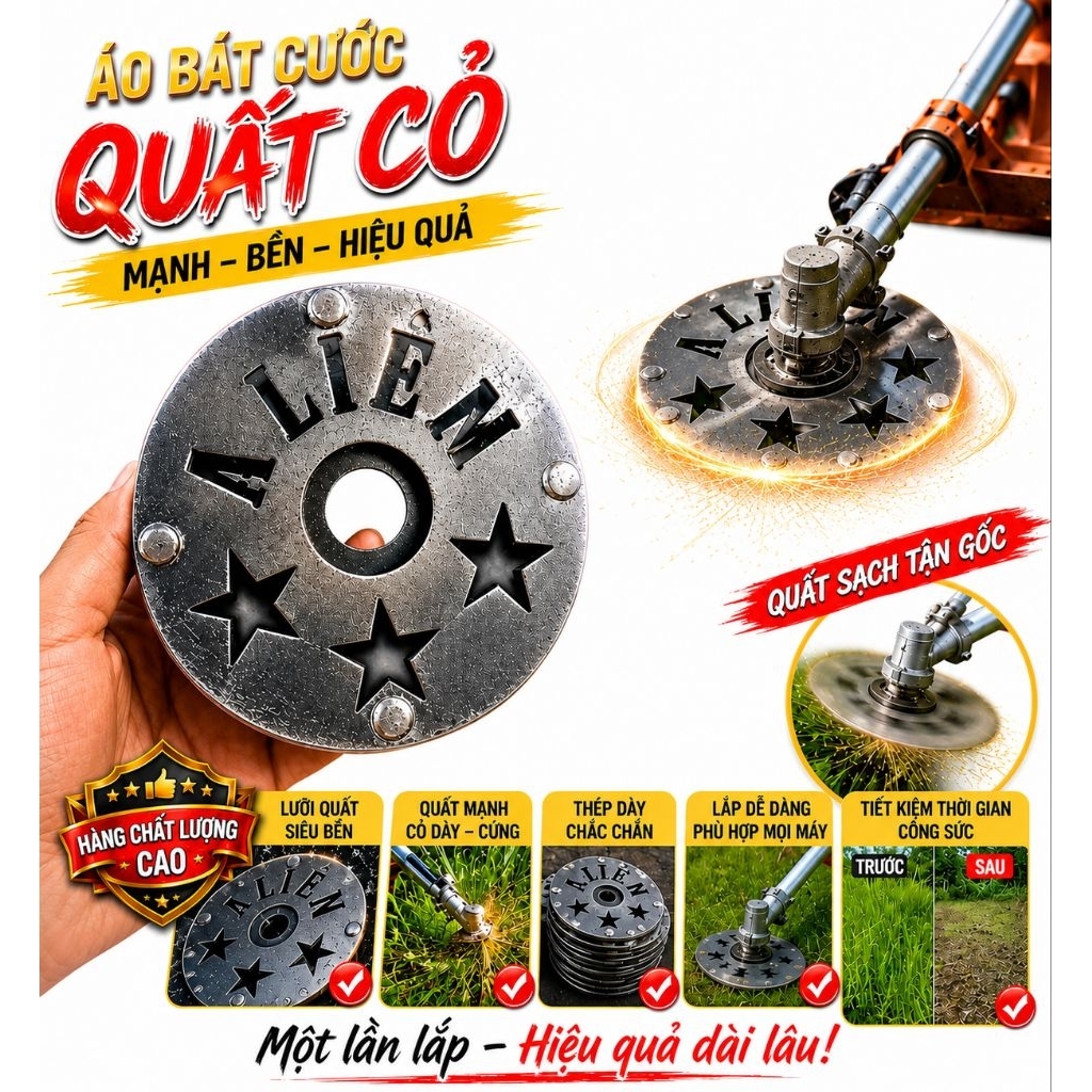 Bát cước độ A Liêm cho máy cắt cỏ cải thiện hiệu suất hoạt động - Thép Cacbon cao cấp, Chịu lực và chịu nhiệt tốt