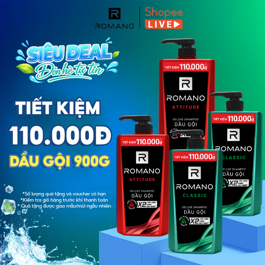 [SVIP] Dầu gội nam Romano hương nước hoa 900g