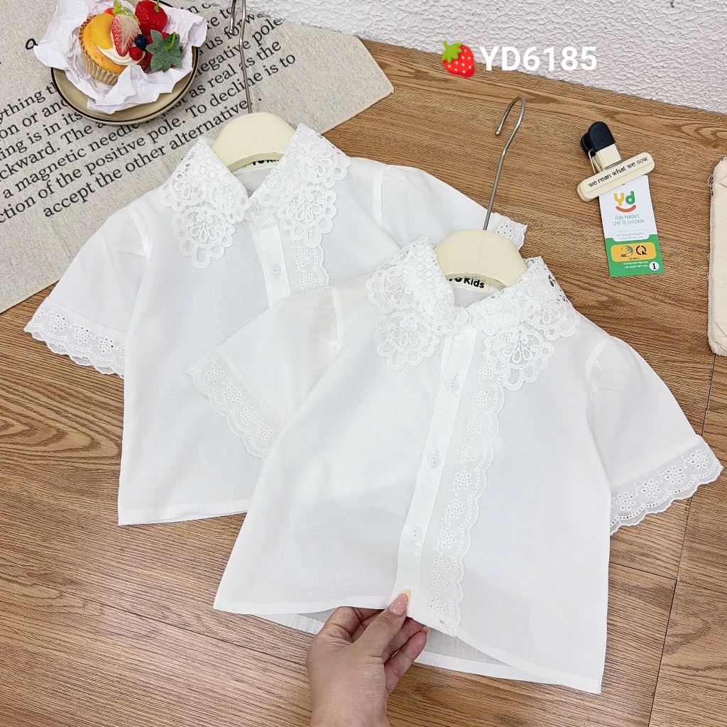 Đồ bộ bé gái, set đồ bé gái, áo sơ mi cổ ren mix chân váy xếp ly cho bé đi học, đi chơi 10-30kg Hami Kids