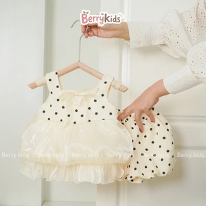 Set Bộ Hè Cho Bé Áo Sát Nách Họa Tiết Chấm Bi Kèm Quần Dáng Bí 2 Lớp Siêu Dễ Thương-BR3