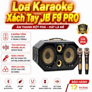 NEW 2026 | Loa Karaoke Xách Tay JB F9 PRO – 2 Bass 20cm Siêu Trầm, Kèm 2 Micro UHF Chống Hú.