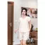ST9407 Bộ pijama nữ đũi áo tay hến quần sooc