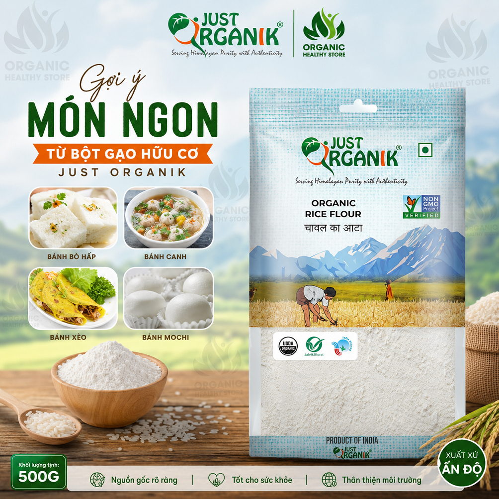 Bột gạo hữu cơ Just Organik Rice Flour 500g