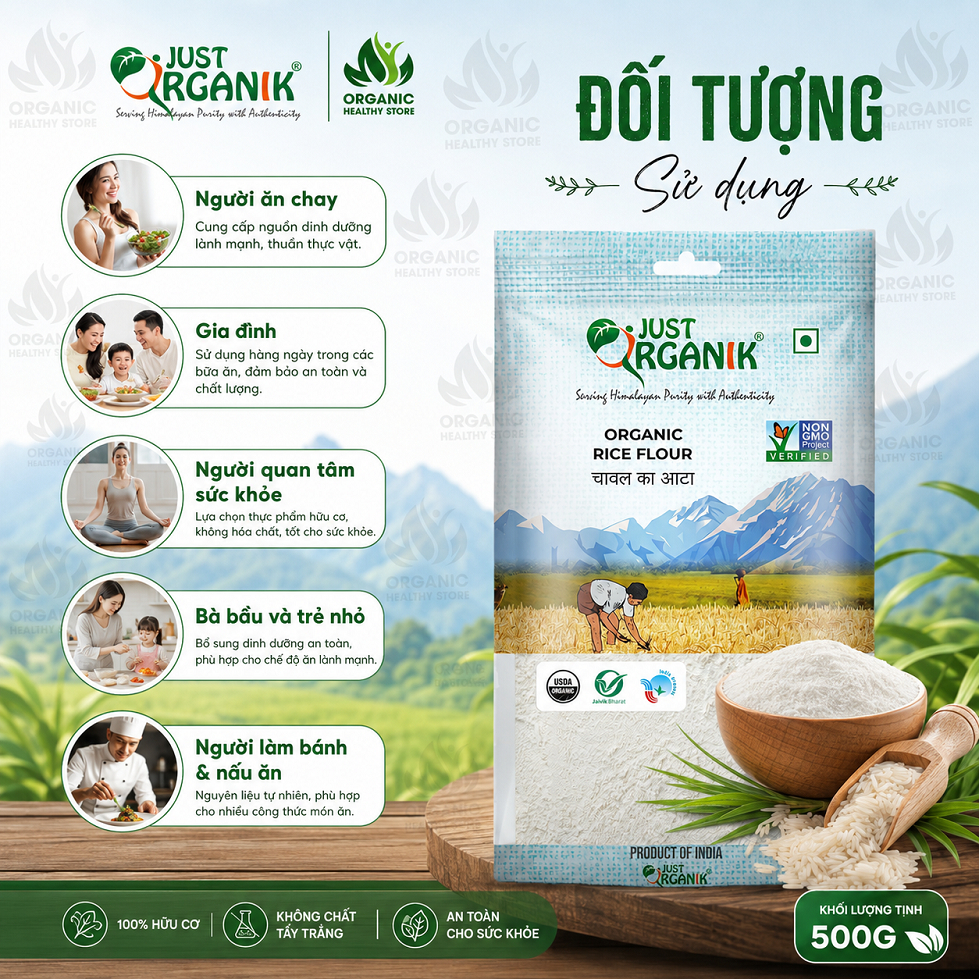 Bột gạo hữu cơ Just Organik Rice Flour 500g
