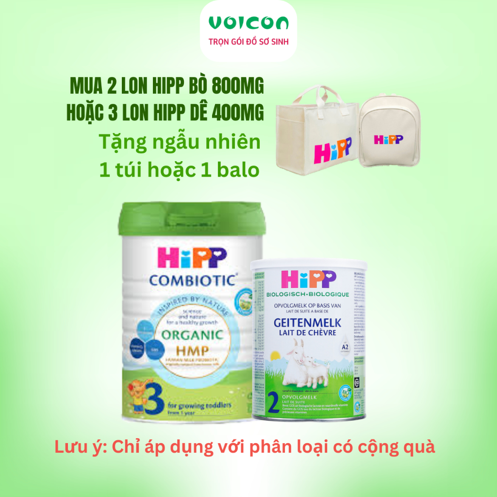 Sữa bột HiPP Organic Combiotic và HiPP Dê Đức hữu cơ hỗ trợ tiêu hóa đề kháng cho bé 400g 800g