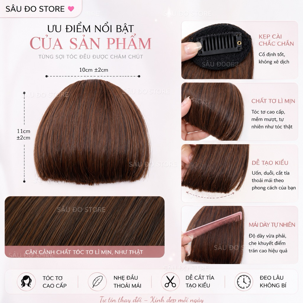 TÓC GIẢ MÁI NGỐ DIỆN ÁO DÀI HOT TREND/ MÁI NGẮN TRÊN LÔNG MÀY TRẺ TRUNG