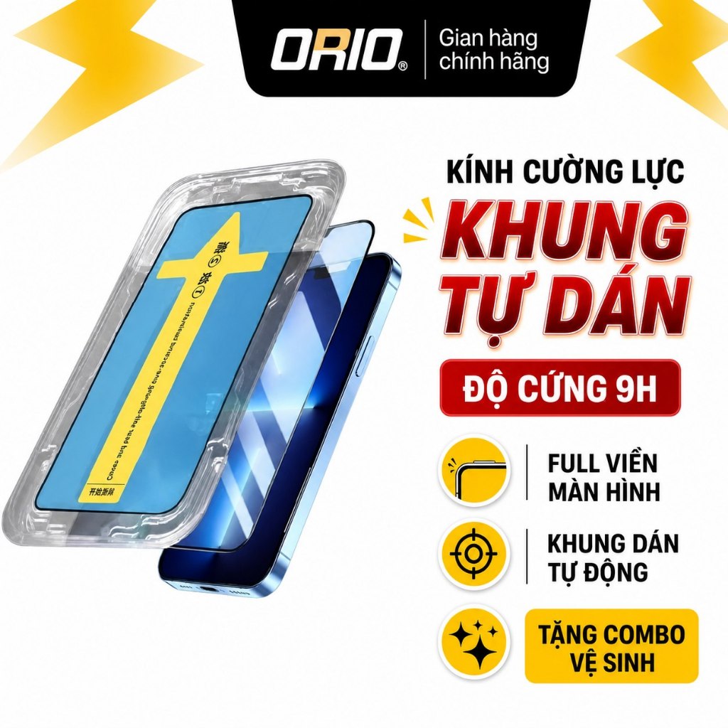Kính Cường Lực iPhone Khung Dán Tự Động Lọc Bụi Hạn Chế Vân Tay Độ Cứng 9H Chống Rơi Vỡ Bảo Về Full