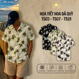 Áo Sơ Mi Lụa Họa Tiết Hoa Dã Quỳ, Cuban Shirt Chất Lụa Tuyết Mềm Mịn, Thoáng Mát, Thấm Hút, Chống Nhăn - Size 50-100kg