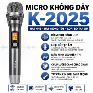 Micro Không Dây JB PROSOUND K-2025 Hát Nhẹ, Chống Hú Rít Tốt, Chuyên Karaoke, Sự Kiện, Sóng Xa Hát Nhẹ, Lọc Bỏ Tạp Âm