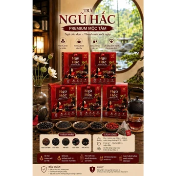 Combo 5 Hộp Trà Ngũ Hắc Premium Mộc Tâm 20 Gói/Hộp - Gạo Lứt Đen, Đậu Đen, Mè Đen, Dâu Tằm, Hắc Kỷ Tử