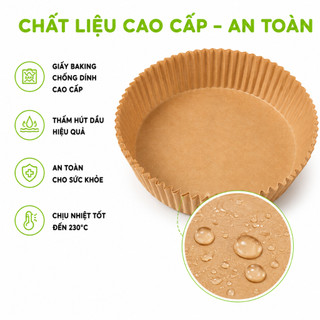 50 Miếng Giấy Lót Nồi Chiên Hình Khuôn Bánh GD67 - Giấy Lót Nồi Thấm Dầu Nồi Chiên Không Dầu