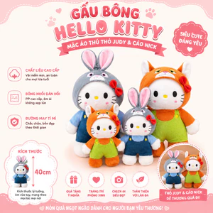 Gấu Bông Hello Kitty Hóa Thân Thỏ Jody Và Cáo Nick – Quà Tặng Dễ Thương Cho Bé Gái Và Người Yêu