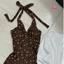 Đầm Yếm Nâu Chấm Bi Kèm Áo Khoác Tôn Dáng, Che Khuyết Điểm, Thanh Lịch Siêu Hot.Phù Hợp đi Chơi,