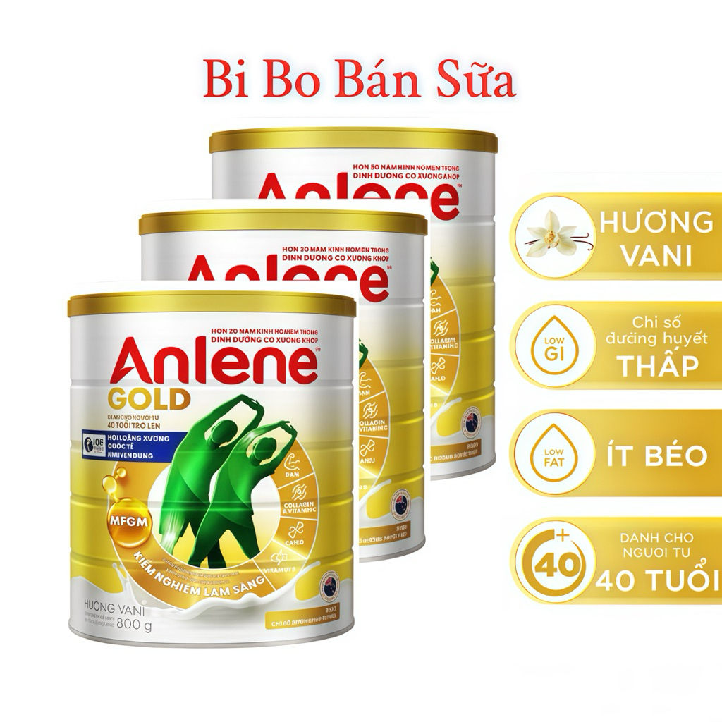 COMBO 3 LON Sữa Bột Anlene Gold Hương Vani Lon 800g
