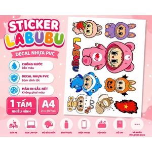 Sticker Labubu Dễ Thương Chống Nước – Decal Dán Laptop, Bình Nước, Vali, Xe Máy