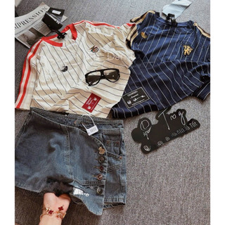 •𝙆𝙞𝙣𝙜𝙨𝙝𝙤𝙥𝙗𝙚𝙖𝙪𝙩𝙮•Áo Phông Sọc Hot Phối Cổ QC