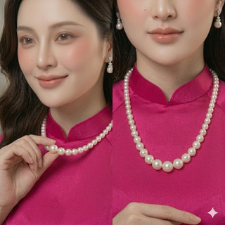 [ DAISYN ] N795 dây chuyền hạt ngọc nhân tạo ,  chuỗi hạt ngọc nhân tạo đá mang áo dài sang trọng cho nữ