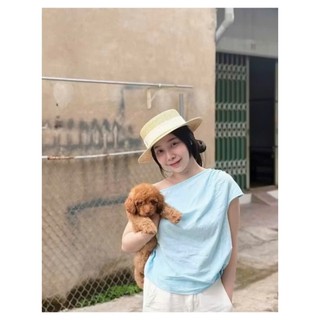 Áo Linen Tưng lệch vai xoắn - A15