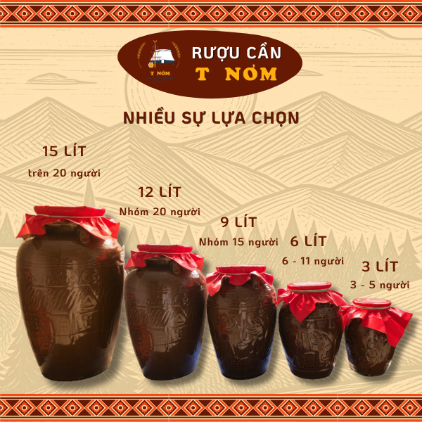 R ượu Cần T Nơm Ủ Thủ Công Truyền Thống 9 Lít ( nhóm từ 15 người) + 1 cặp ống hút