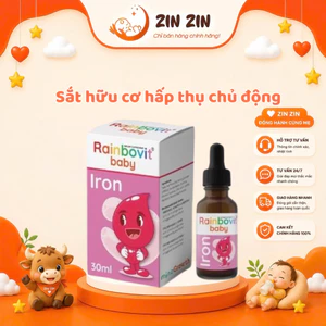 Sắt Hữu Cơ Dành Cho Trẻ Rainbovit Baby Iron lọ 30ml - Không Tanh, Hương Đào, Hấp Thu Chủ Động