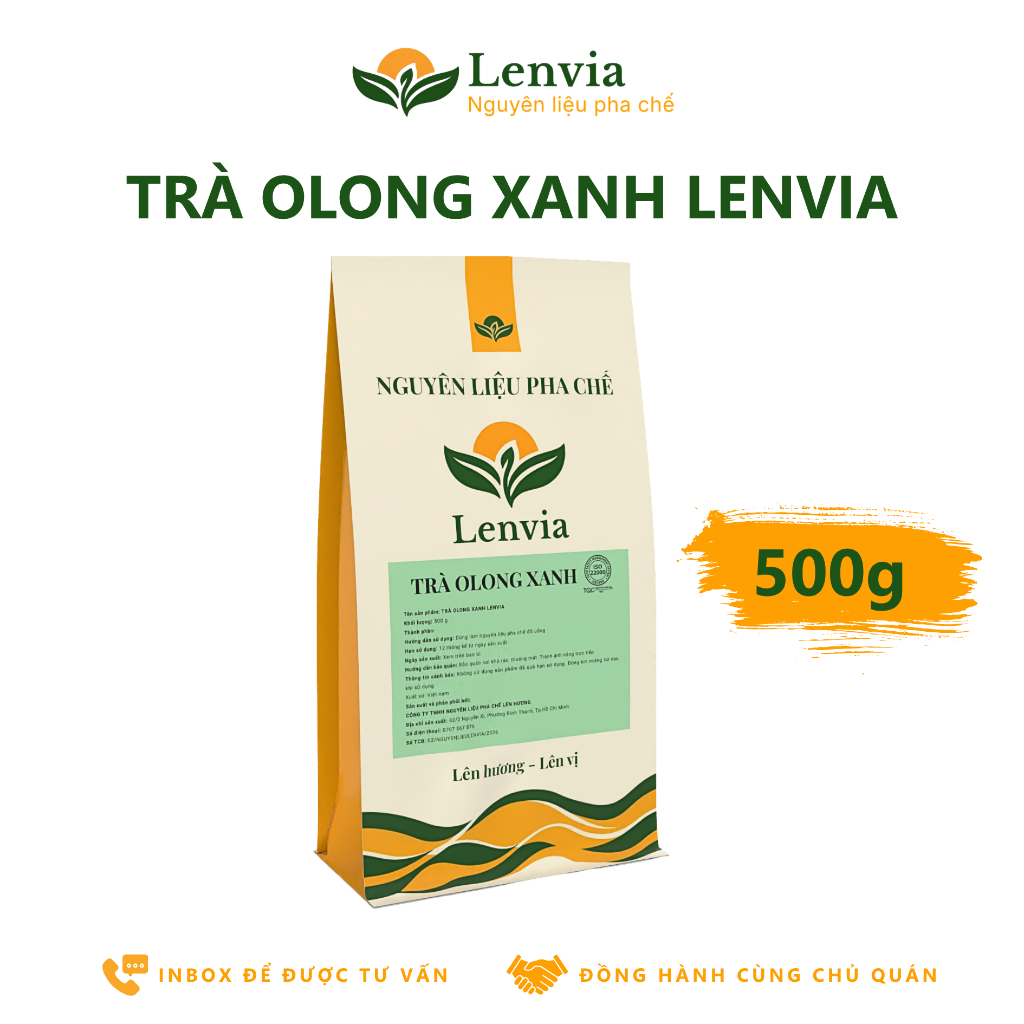 Trà Olong Xanh Pha Trà Sữa Lenvia - Nguyên Liệu Pha Chế - Trà Ô Long Dạng Viên Nguyên 500g