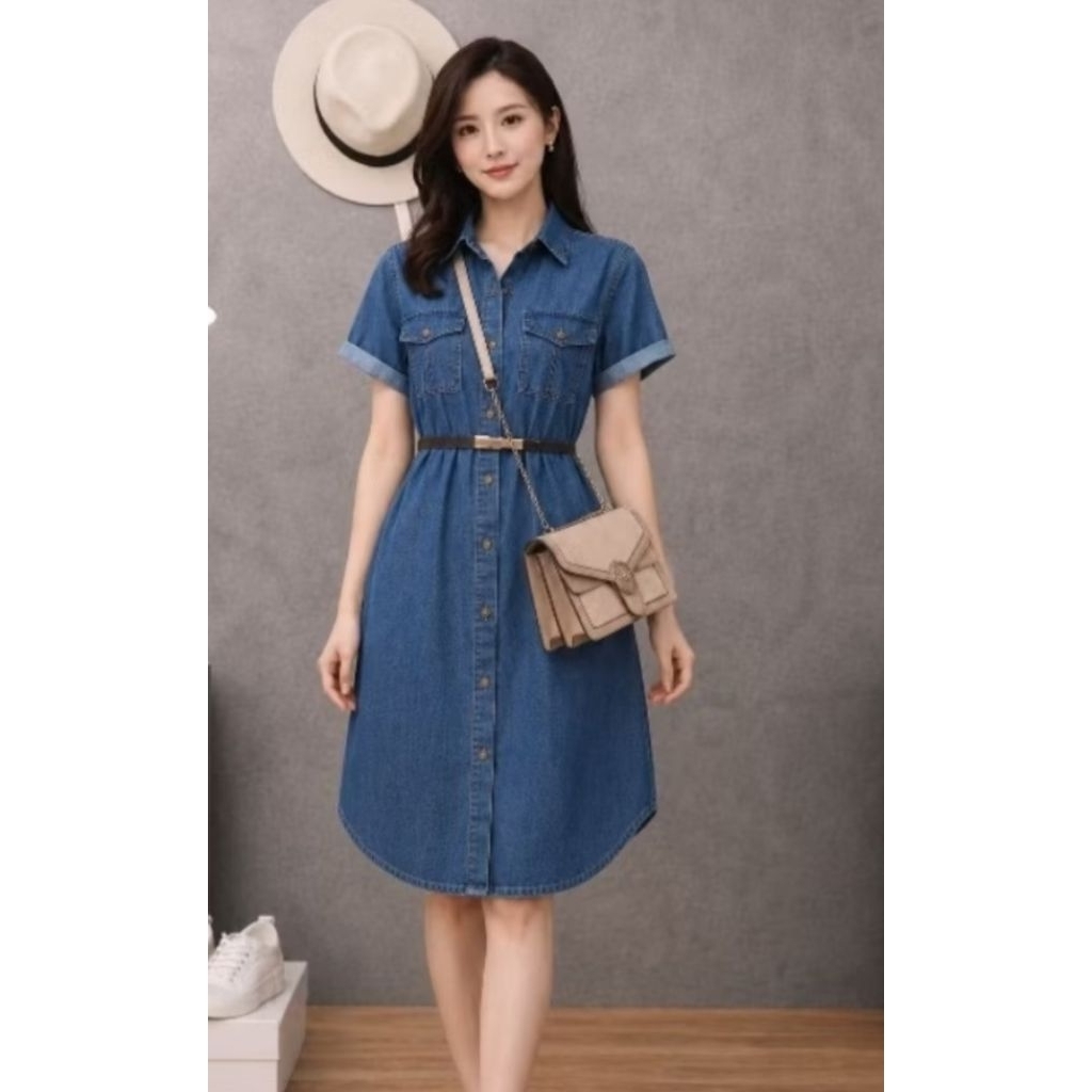 Váy Đầm Jean Nữ Dáng Xòe Nhẹ Nhàng, Chất Denim Mềm, Form Chuẩn Tôn Dáng