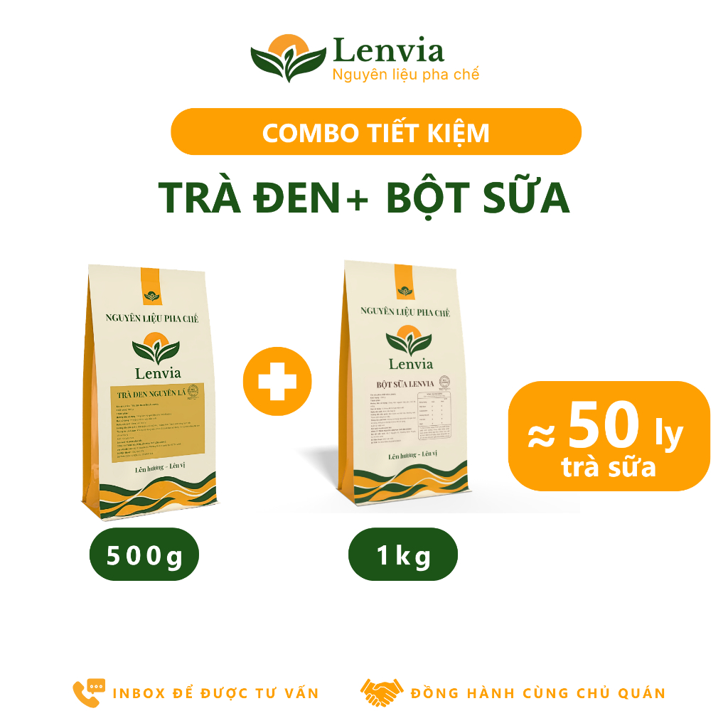 Bột Sữa Pha Trà Sữa Lenvia - Bột Kem Béo Pha Chế Thơm Béo Không Át Hương Trà Hòa Tan Nhanh Túi 1kg