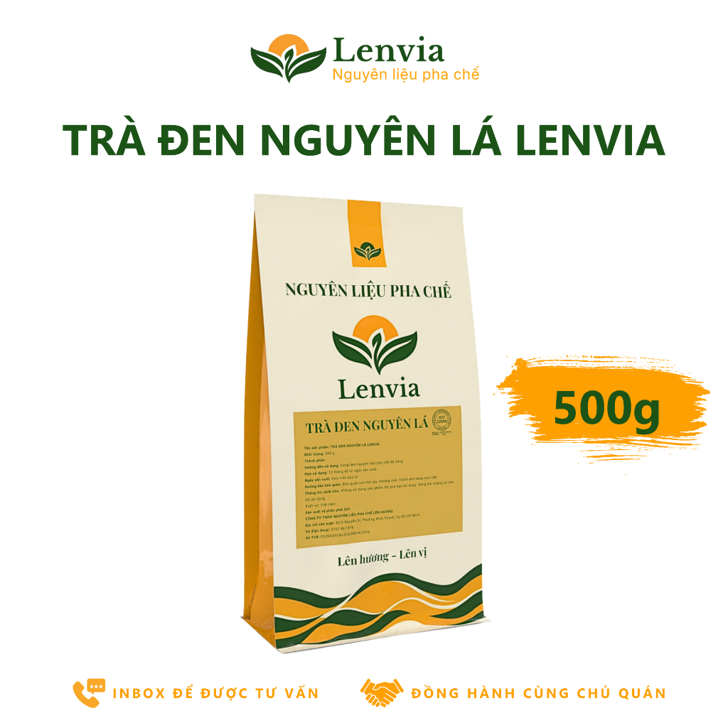 Trà Đen Nguyên Lá Pha Trà Sữa Lenvia - Nguyên Liệu Pha Chế Nấu Trà Sữa Cho Quán - Không Vụn Đậm Vị Túi 500g