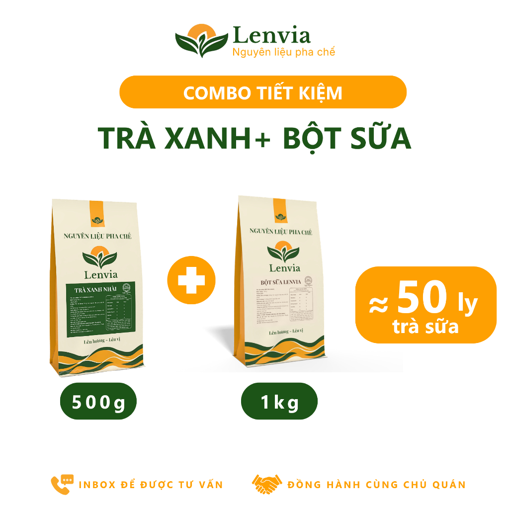 Bột Sữa Pha Trà Sữa Lenvia - Bột Kem Béo Pha Chế Thơm Béo Không Át Hương Trà Hòa Tan Nhanh Túi 1kg