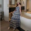 Đầm Dây Kẻ 2 Màu Vàng Xanh Maxi MNL-KS16 - Váy Dài Tôn Dáng, Thanh Lịch, Che Khuyết Điểm Siêu Hot.Phù Hợp Đi chơi,Đi Dạo