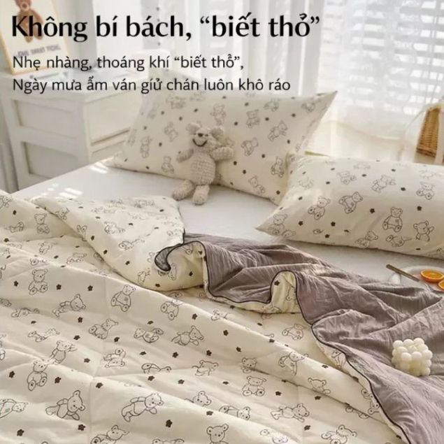 Chăn Hè Cotton Đũi Hàn Quốc kích thước 1m8x2m mền hè đũi siêu mát lạnh mùa hè