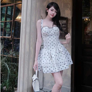 Đầm Chấm Bi Xòe Dáng Ngắn MNL-CB17-Váy Hai Dây Nữ Tính,Tôn Dáng,Che Khuyết Điểm Siêu Hot.Phù Hợp Đi Chơi, Dạo