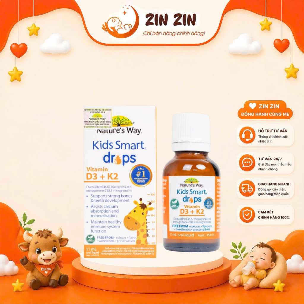 Vitamin D3k2 Organic Nature's Way, D3K2 Cho Trẻ Sơ Sinh  Hoa Hướng Dương Organic Hộp 11ml